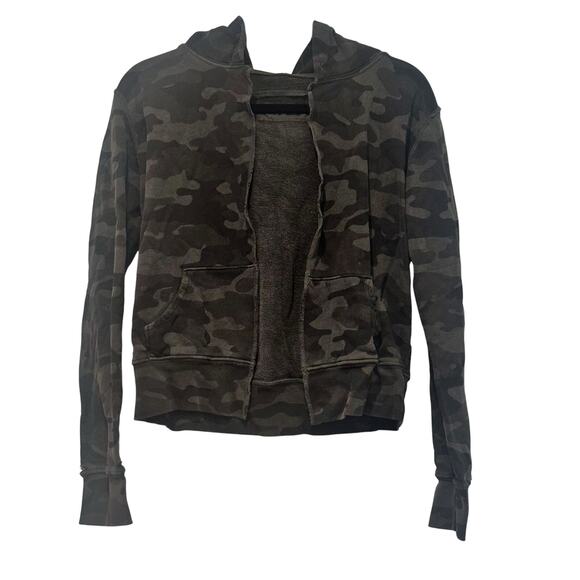 Nili Lotan Callie Sample Distress Open Front Cropped Hoodie Camo Size XS NWOT - Picture 7 of 15